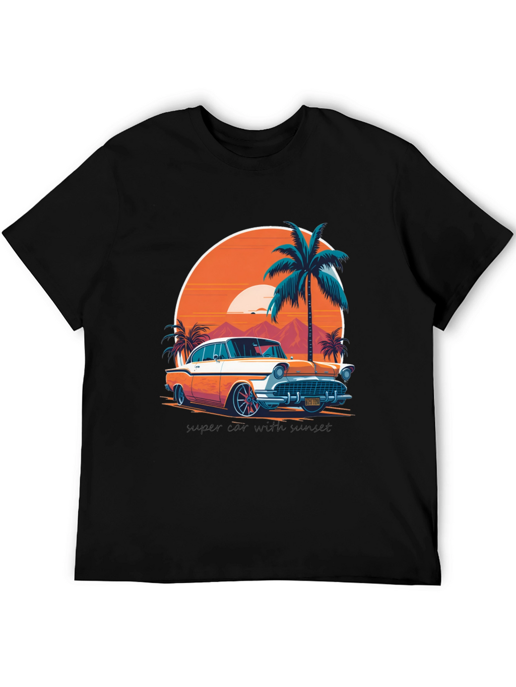 Retro Car & Palm Tree Graphic Tee