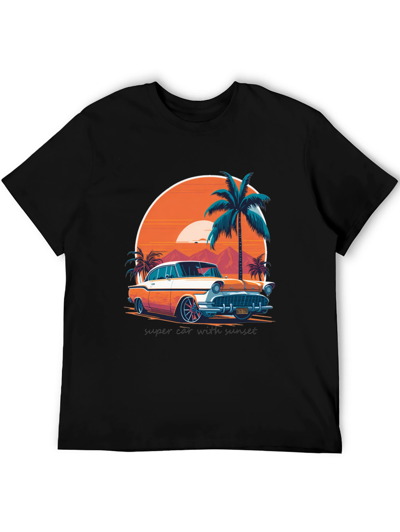 Retro Car & Palm Tree Graphic Tee