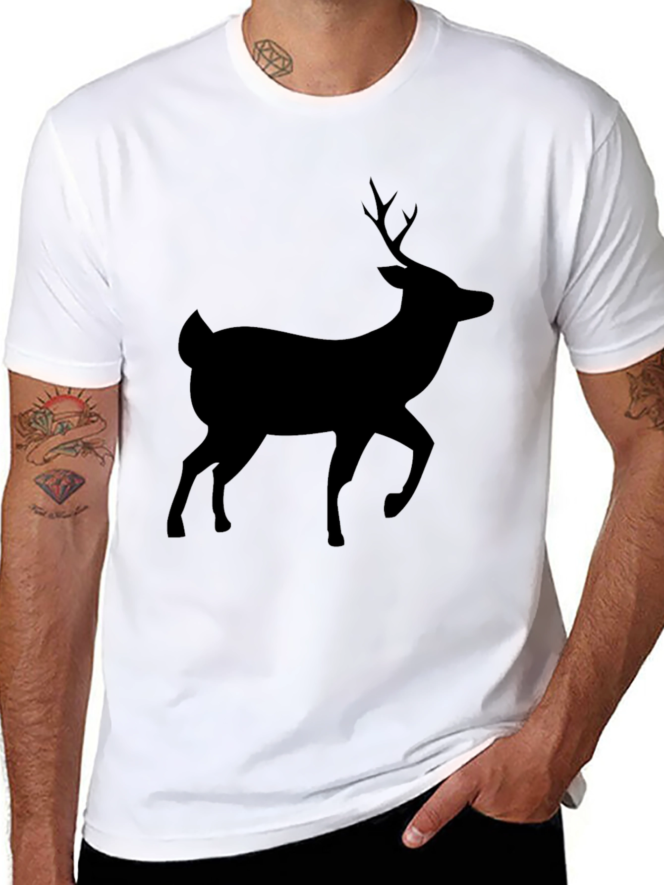 Mens Black Deer Silhouette T-Shirt