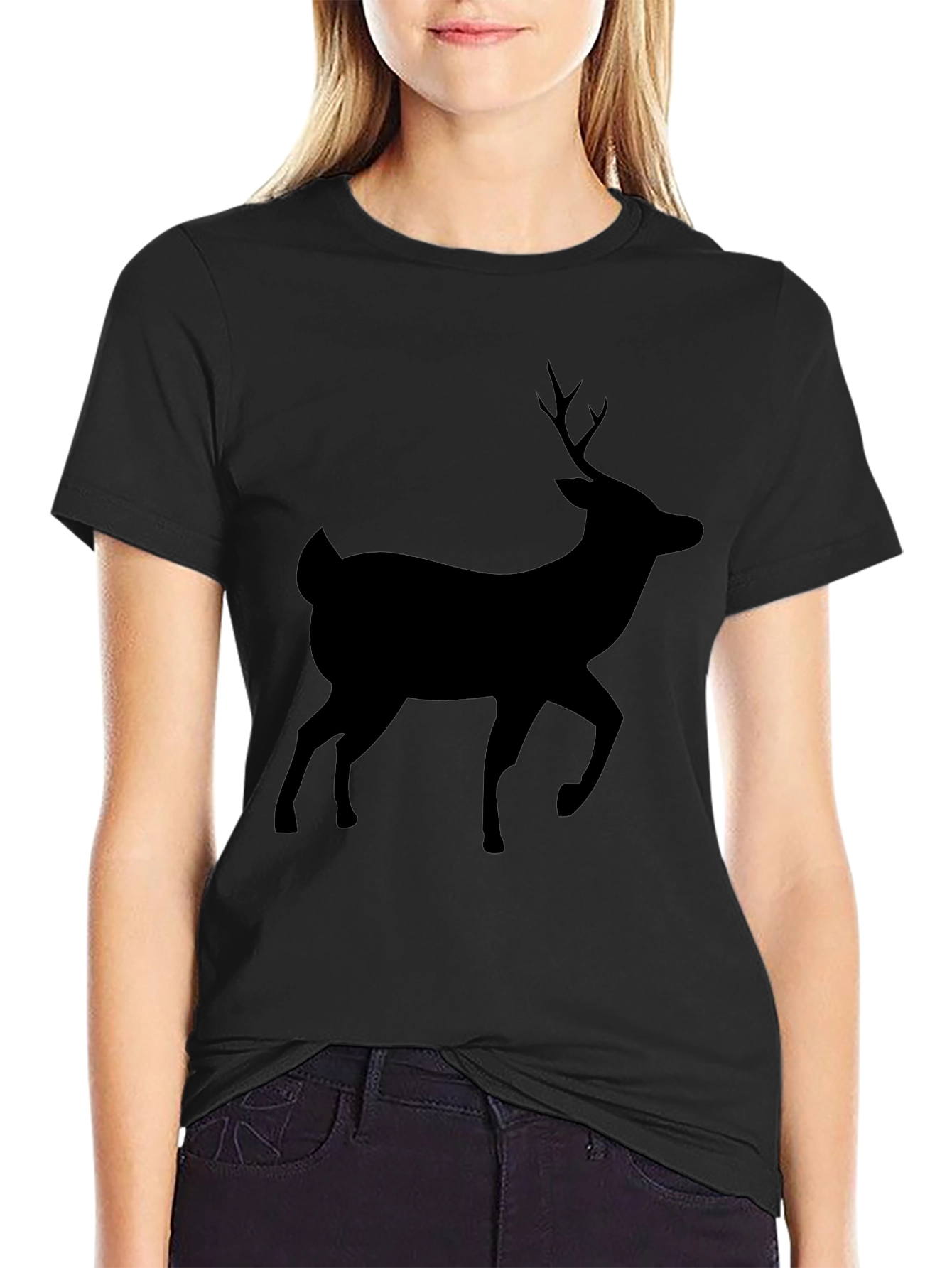 Mens Black Deer Silhouette T-Shirt