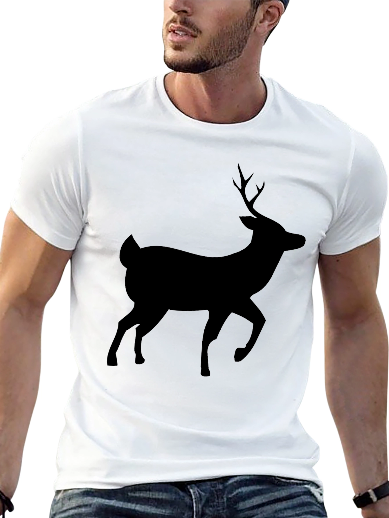 Mens Black Deer Silhouette T-Shirt