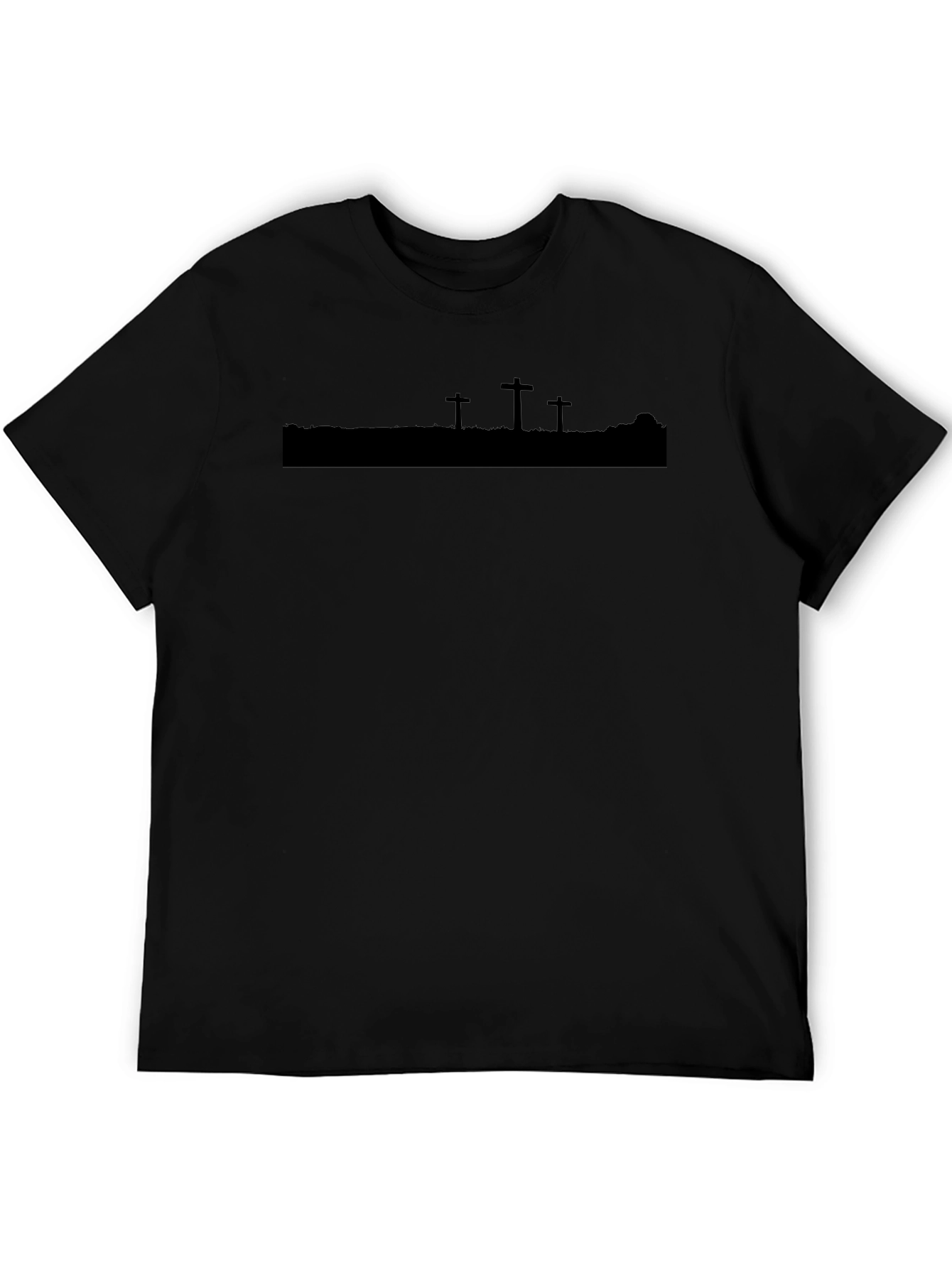 Mens Black Silhouette Cross Graphic T-Shirt