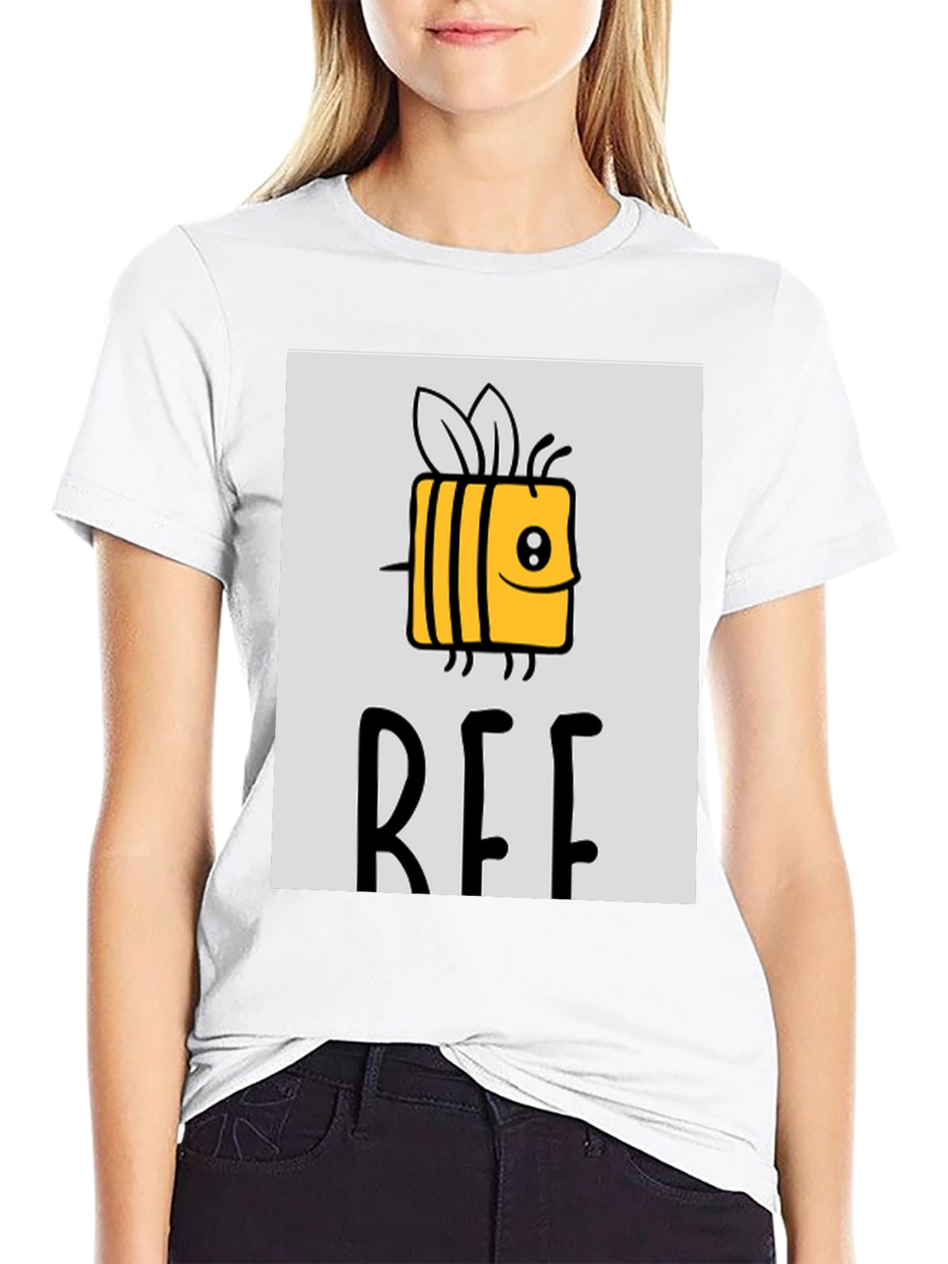 Cute Bee Graphic Tee - Black