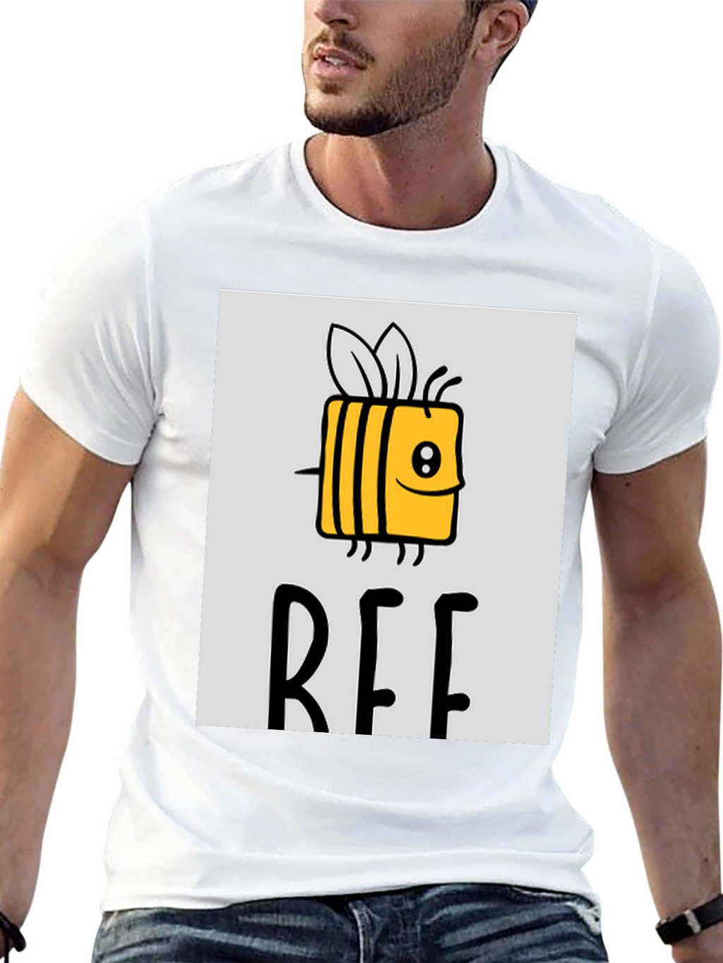 Cute Bee Graphic Tee - Black