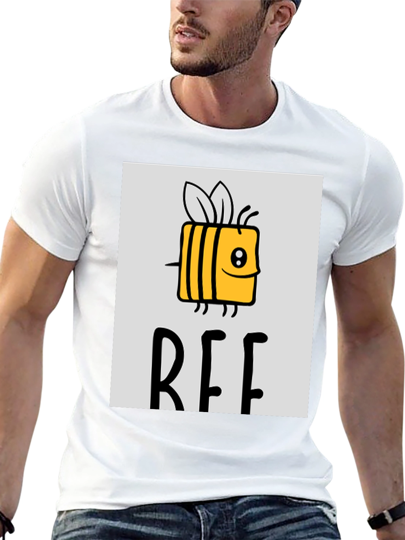 Cute Bee Graphic Tee - Black