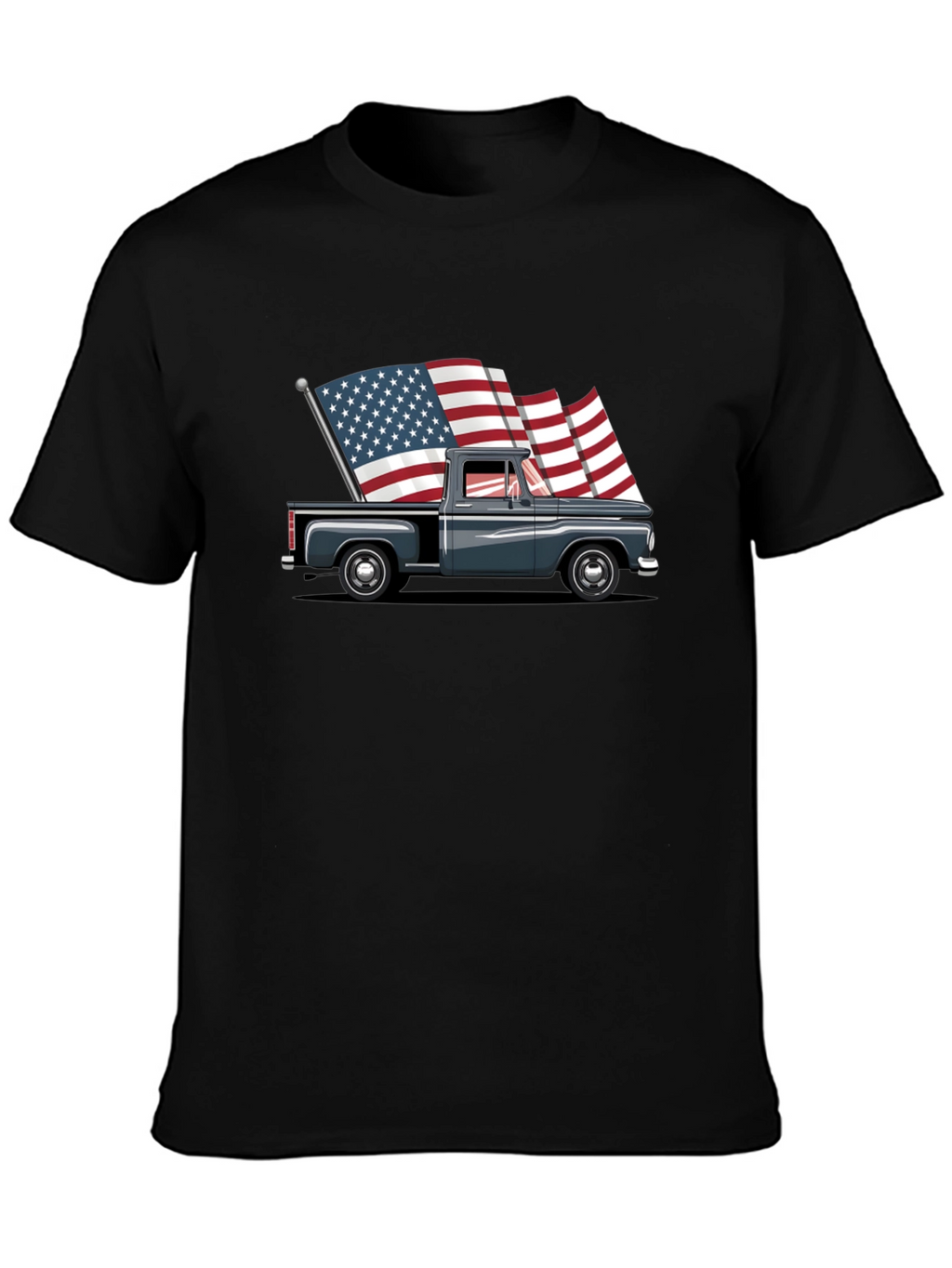 Truck with American Flags Graphic Tee