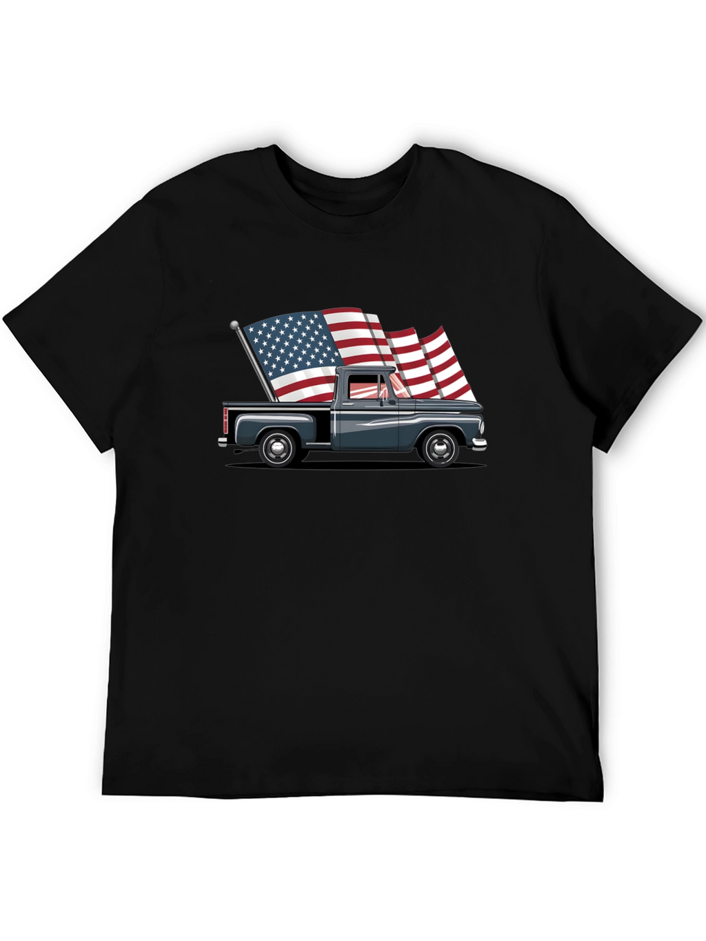 Truck with American Flags Graphic Tee