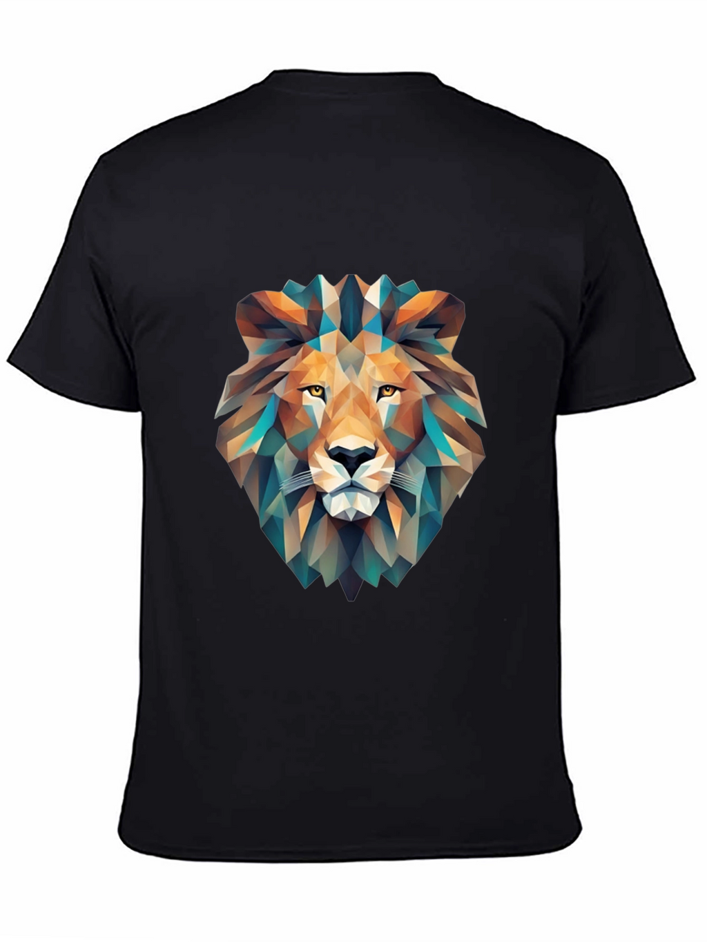 Geometric Lion Graphic T-Shirt - Black