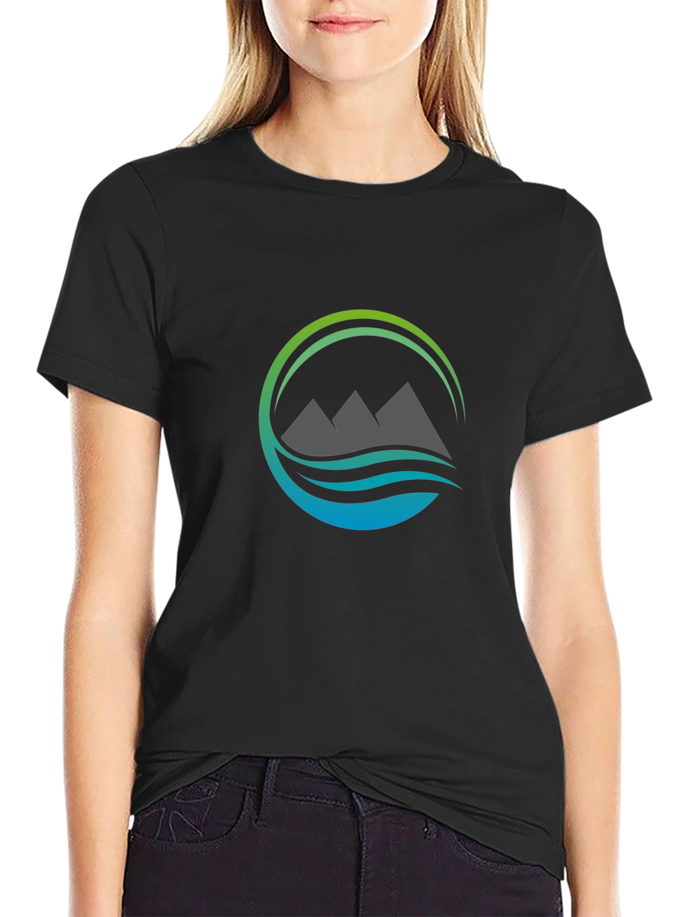 Mountain & Wave Graphic Black Tee
