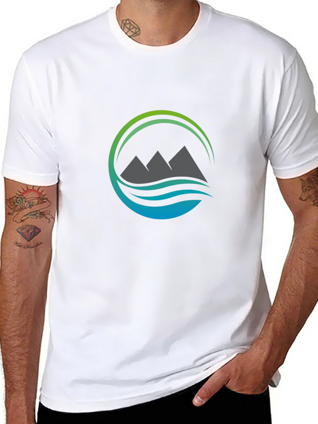 Mountain & Wave Graphic Black Tee