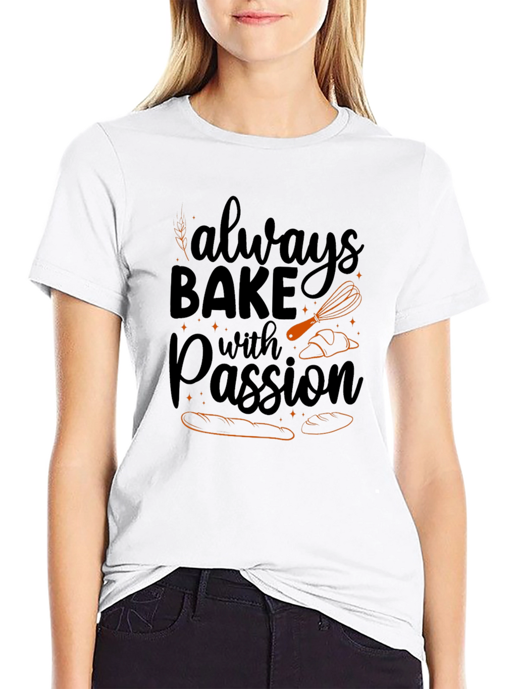Always Bake with Passion Black T-Shirt