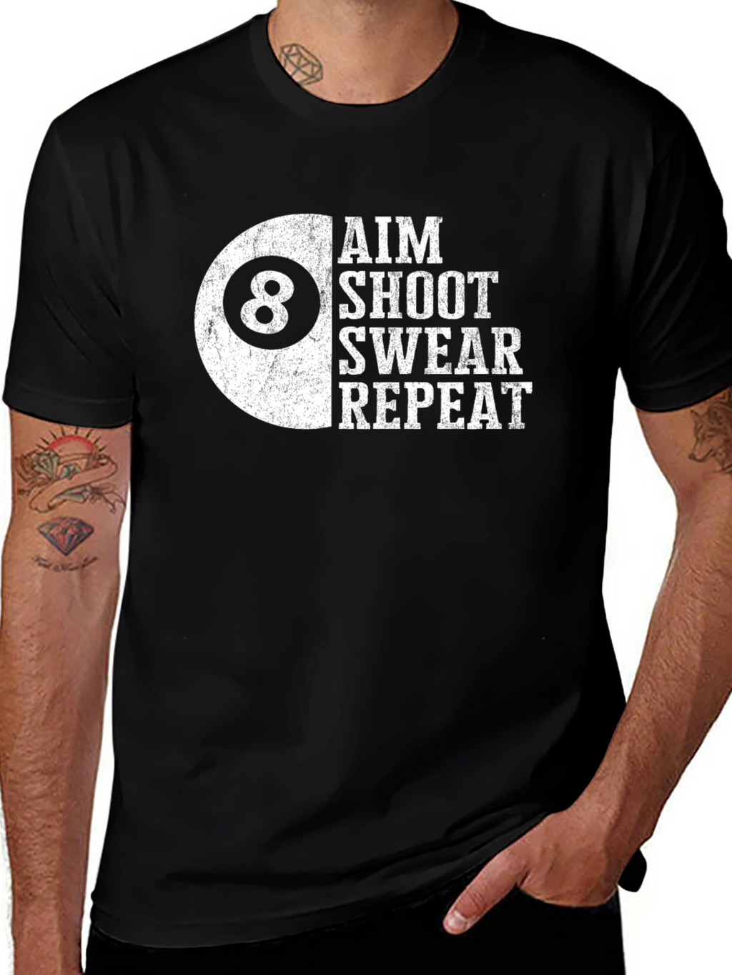 Aim Shoot Swear Repeat Billiards T-Shirt