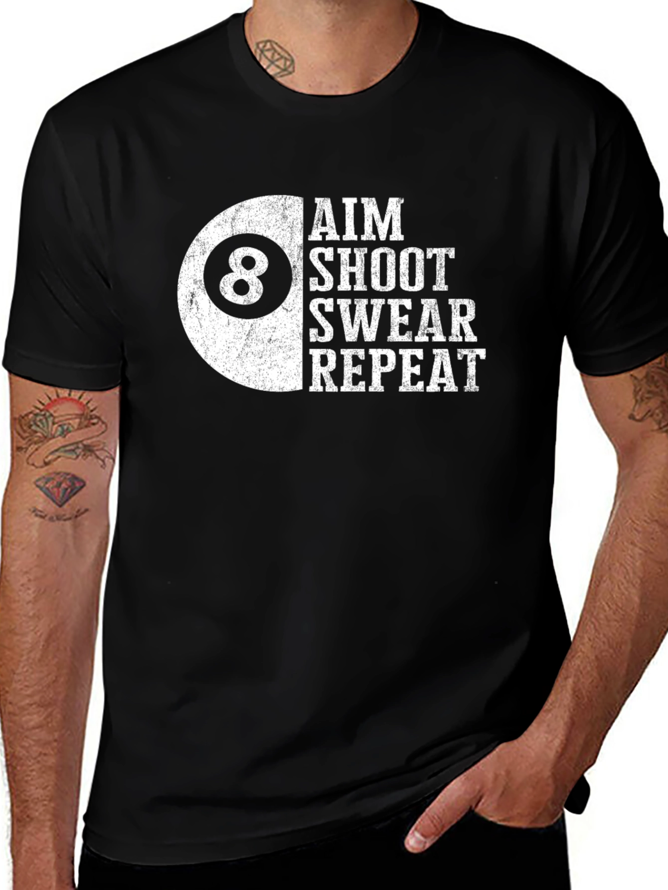 Aim Shoot Swear Repeat Billiards T-Shirt