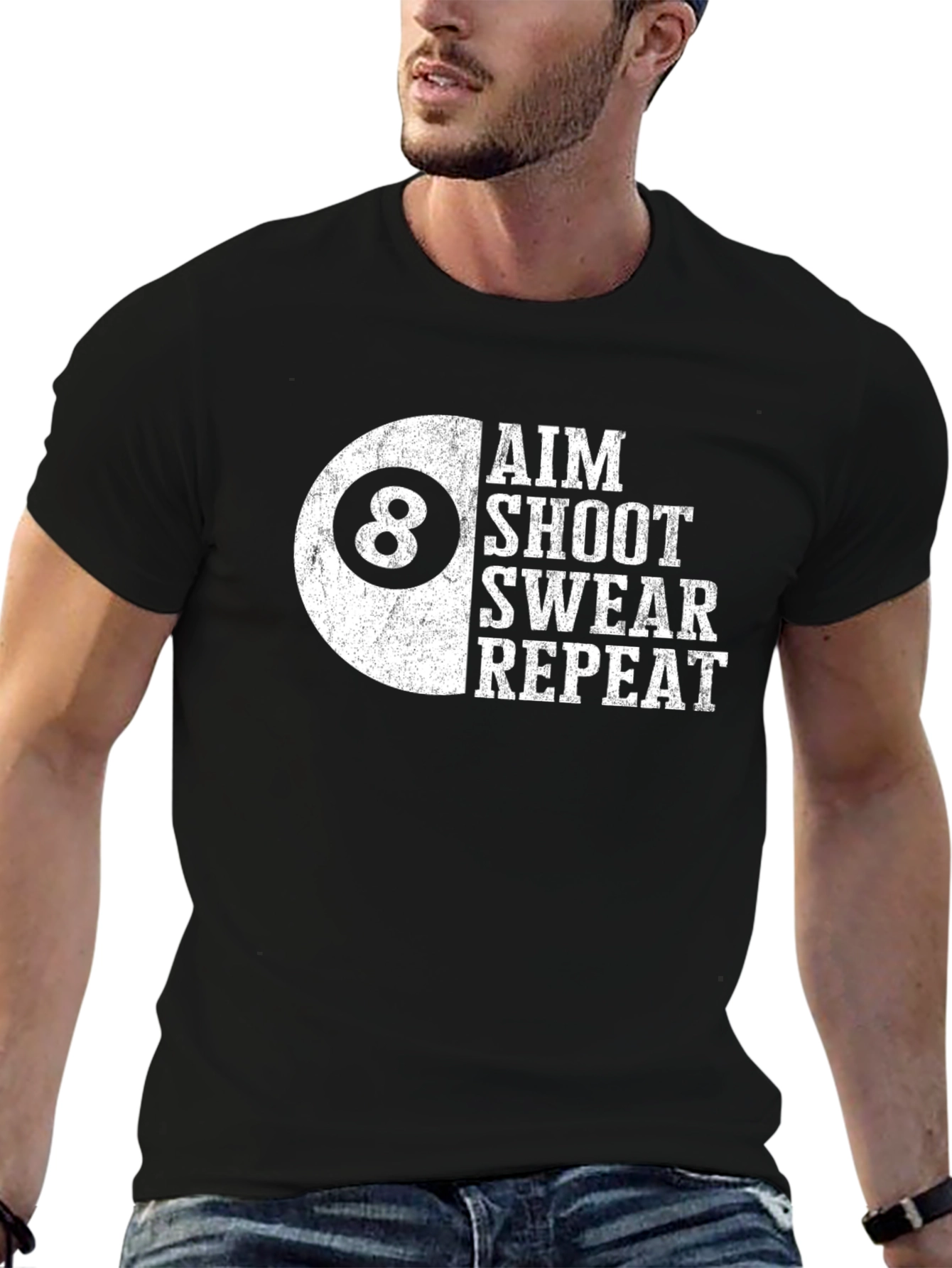 Aim Shoot Swear Repeat Billiards T-Shirt