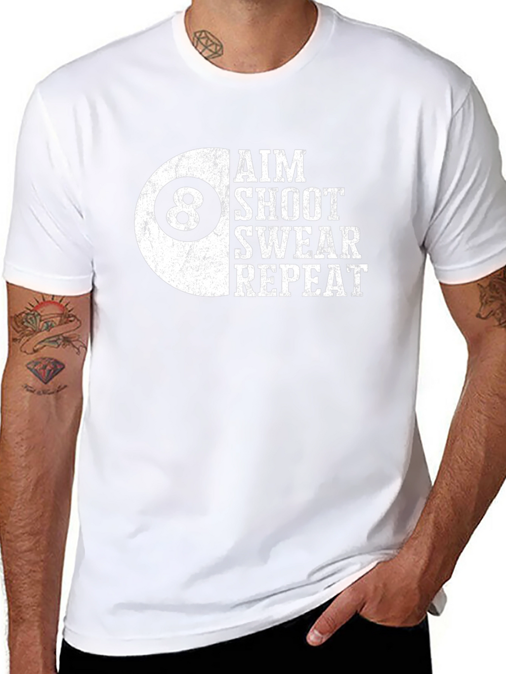 Aim Shoot Swear Repeat Billiards T-Shirt