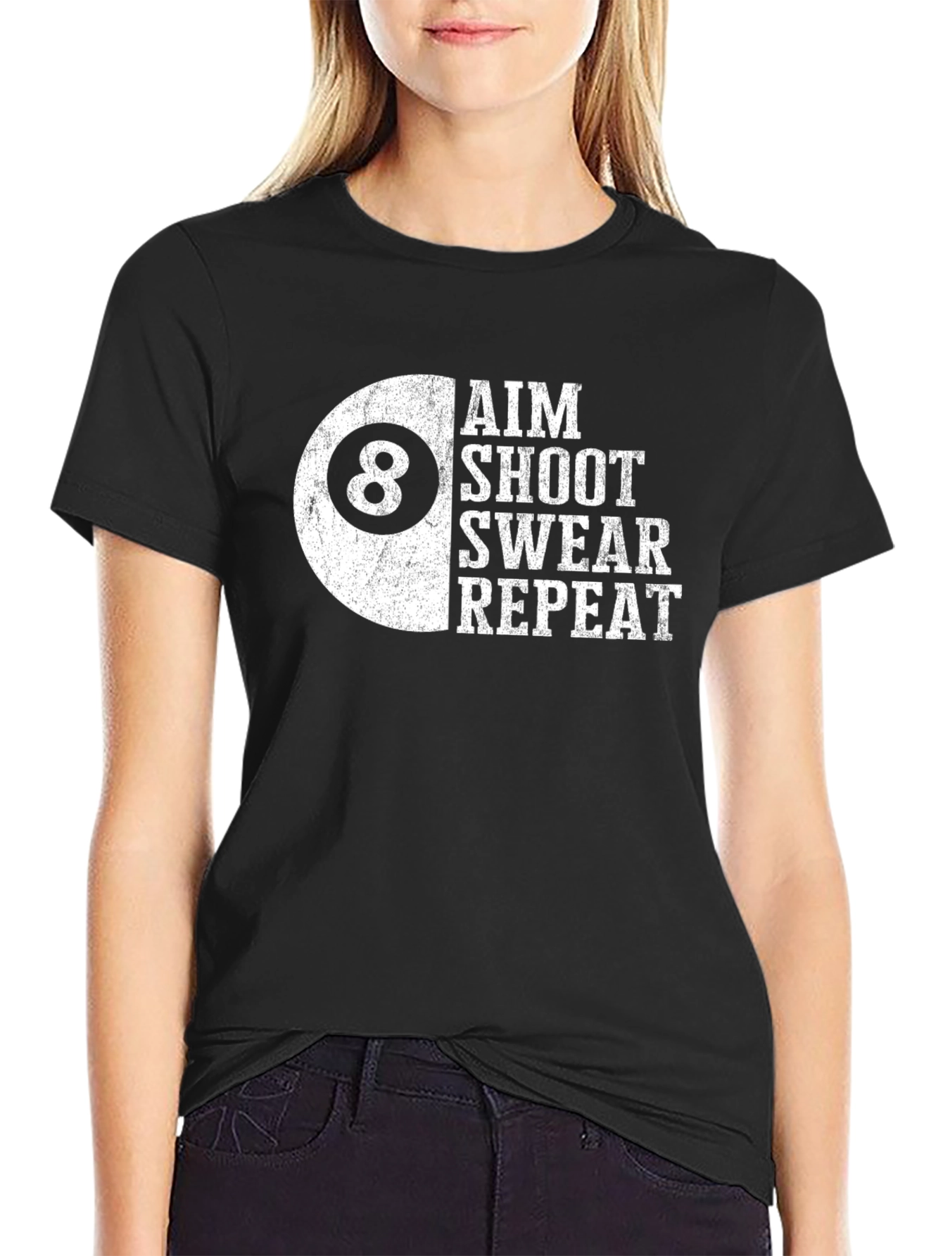 Aim Shoot Swear Repeat Billiards T-Shirt