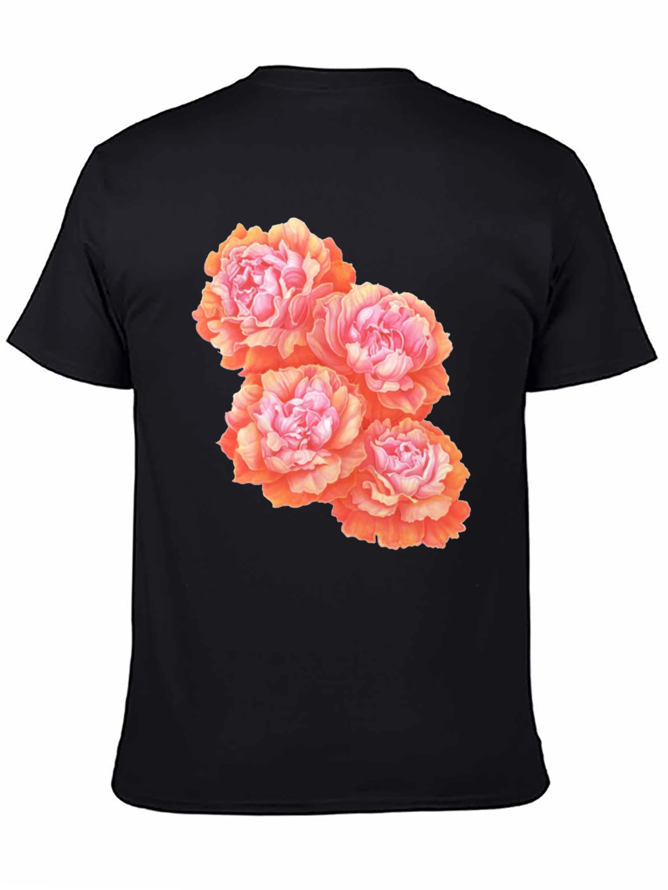 Floral Peony Graphic T-Shirt - Black Cotton Blend