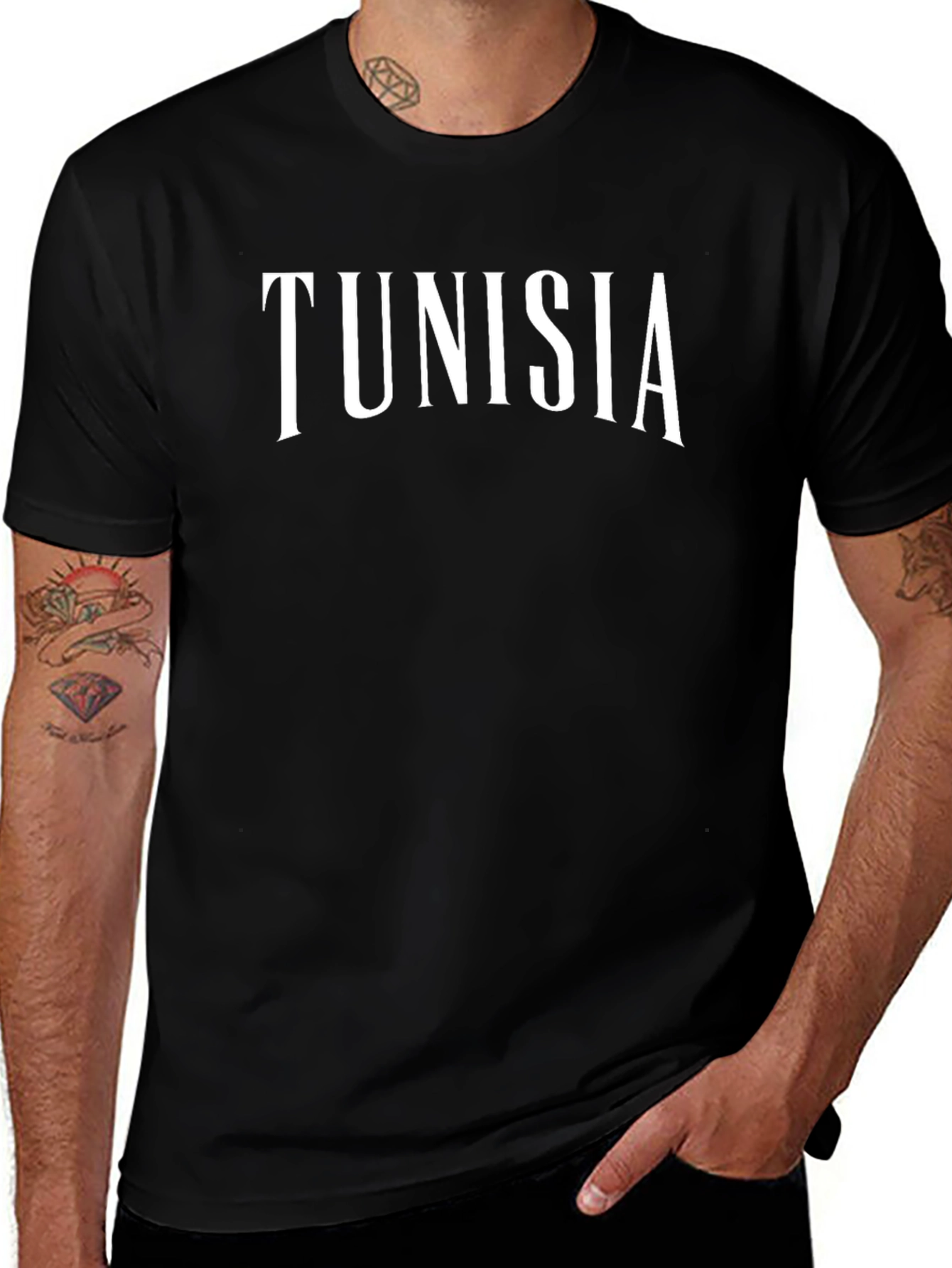 Tunisia T-Shirt - Black Cotton Graphic Tee