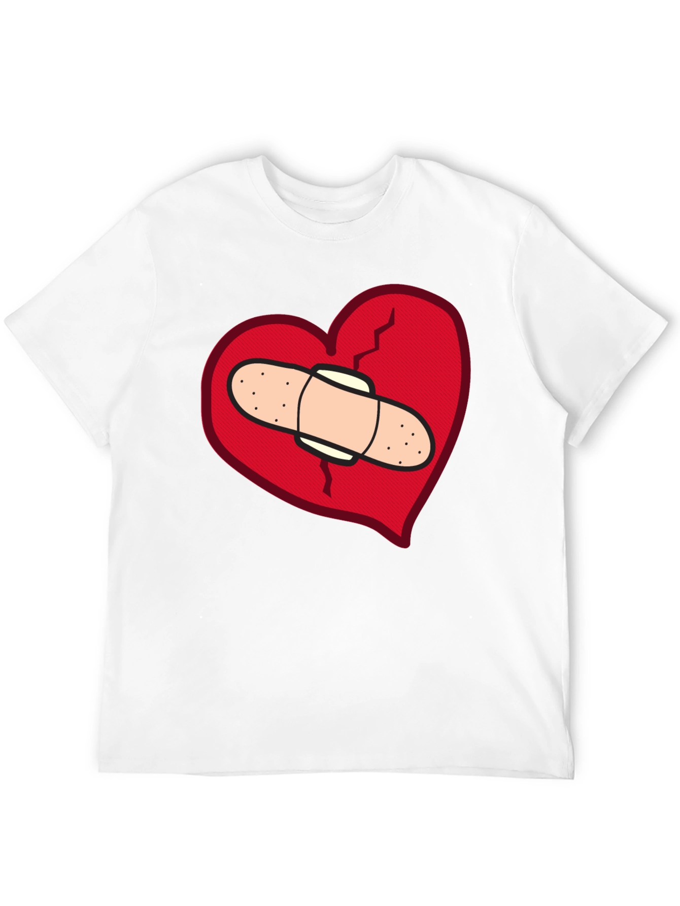Broken Heart T-Shirt - Bandaged Heart Design