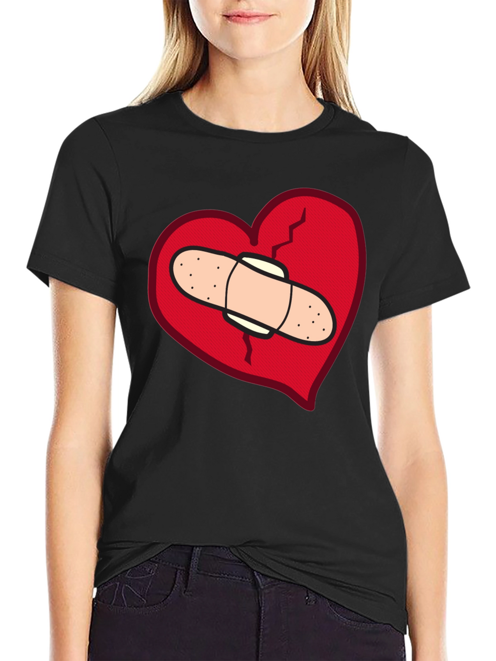 Broken Heart T-Shirt - Bandaged Heart Design