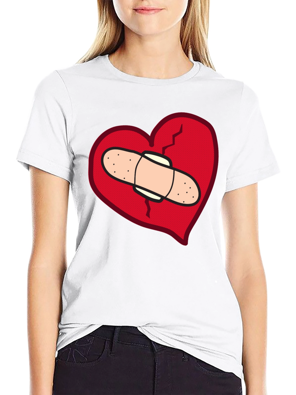 Broken Heart T-Shirt - Bandaged Heart Design