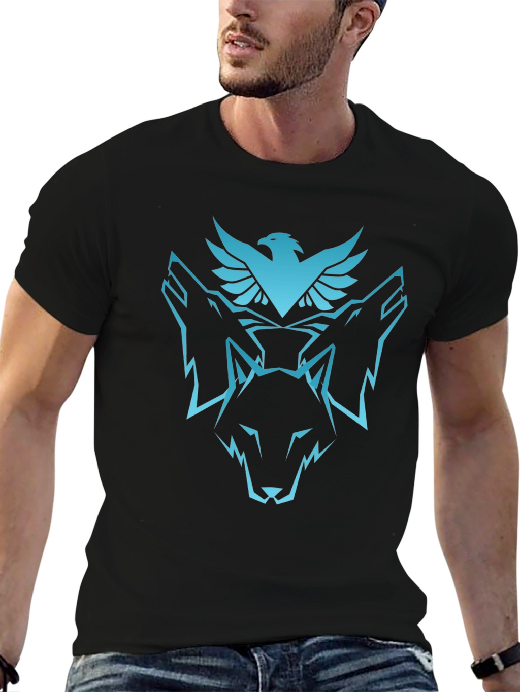 Eagle & Wolf Graphic Black T-Shirt
