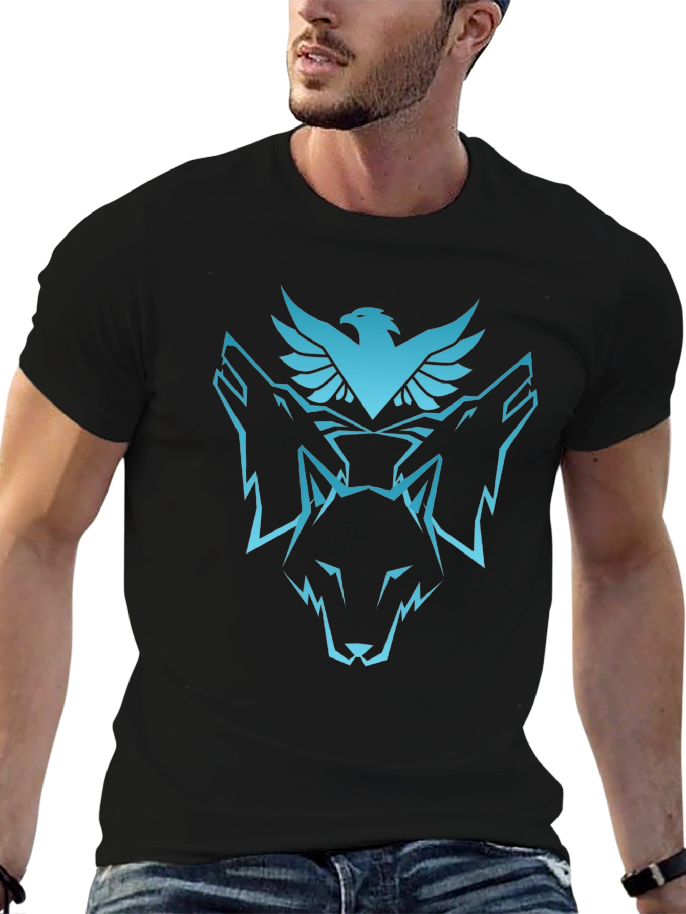 Eagle & Wolf Graphic Black T-Shirt