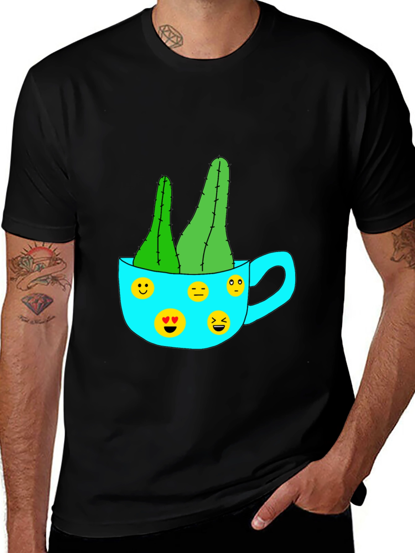 Emoji Cactus Tee - Quirky Plant Lovers T-Shirt