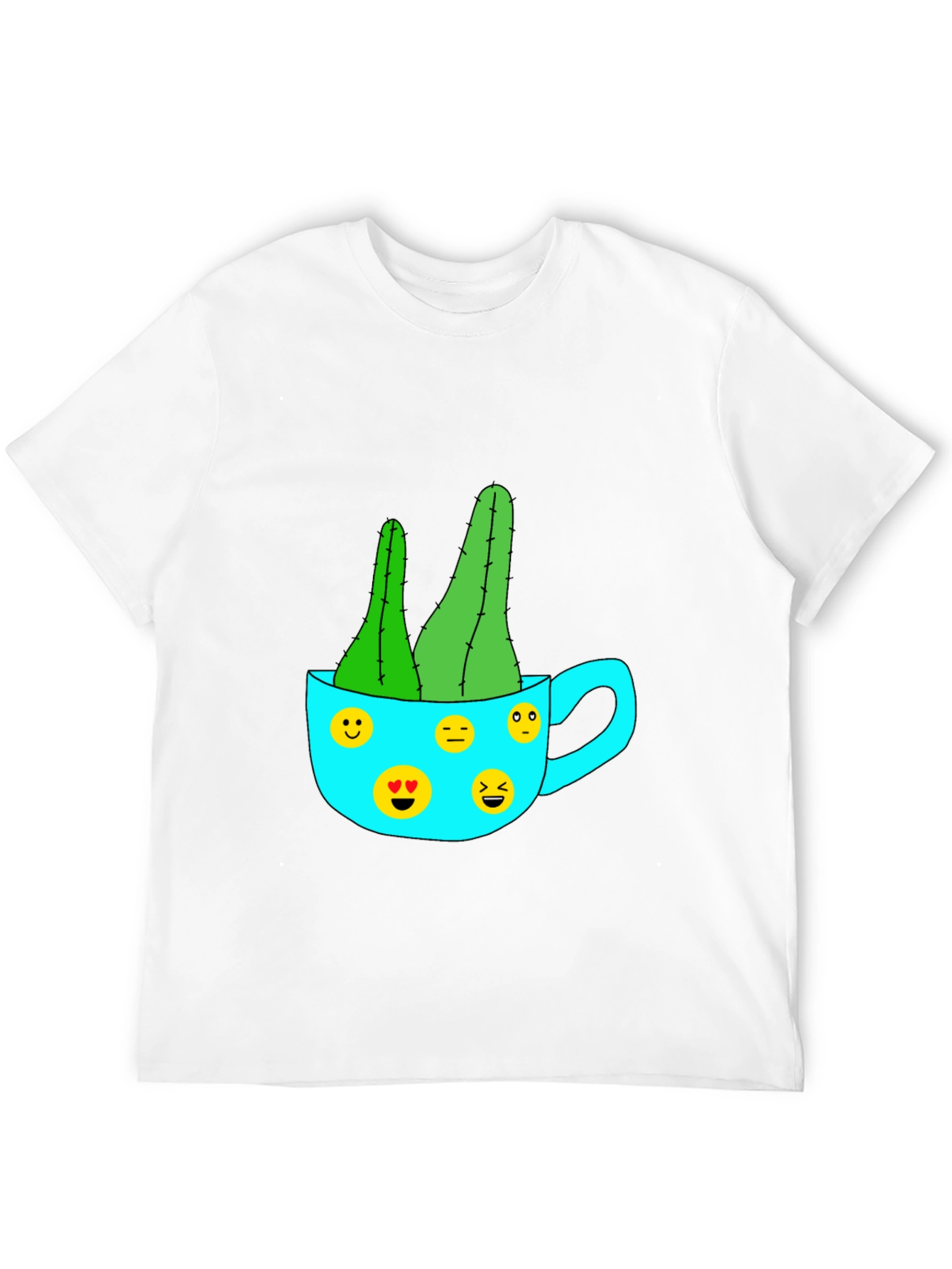 Emoji Cactus Tee - Quirky Plant Lovers T-Shirt
