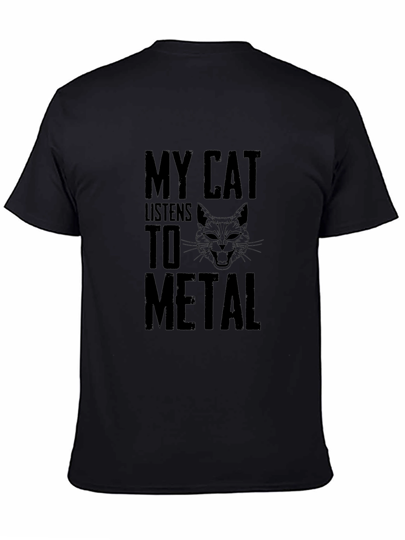My Cat Listens to Metal T-Shirt - Black Graphic Tee