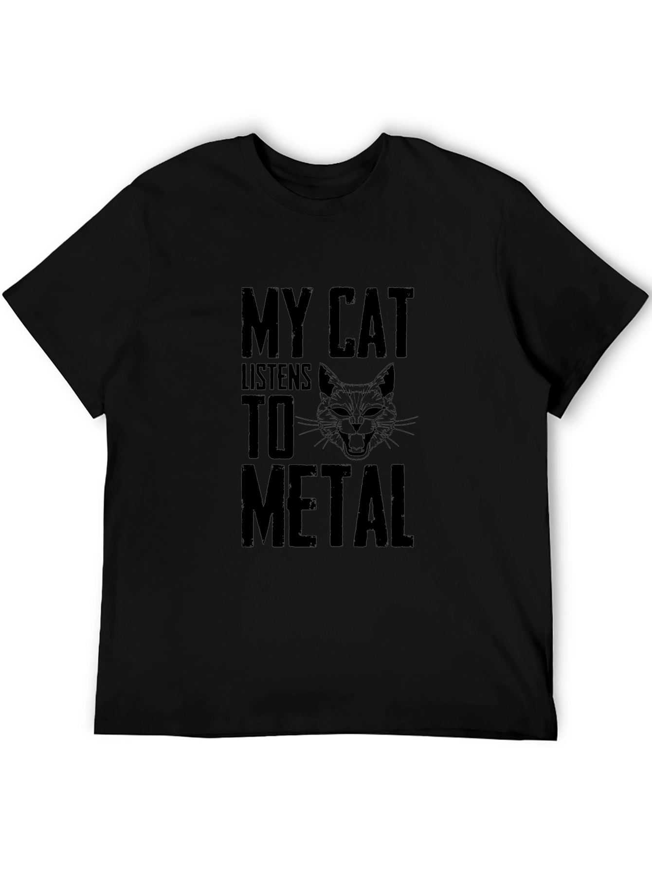 My Cat Listens to Metal T-Shirt - Black Graphic Tee