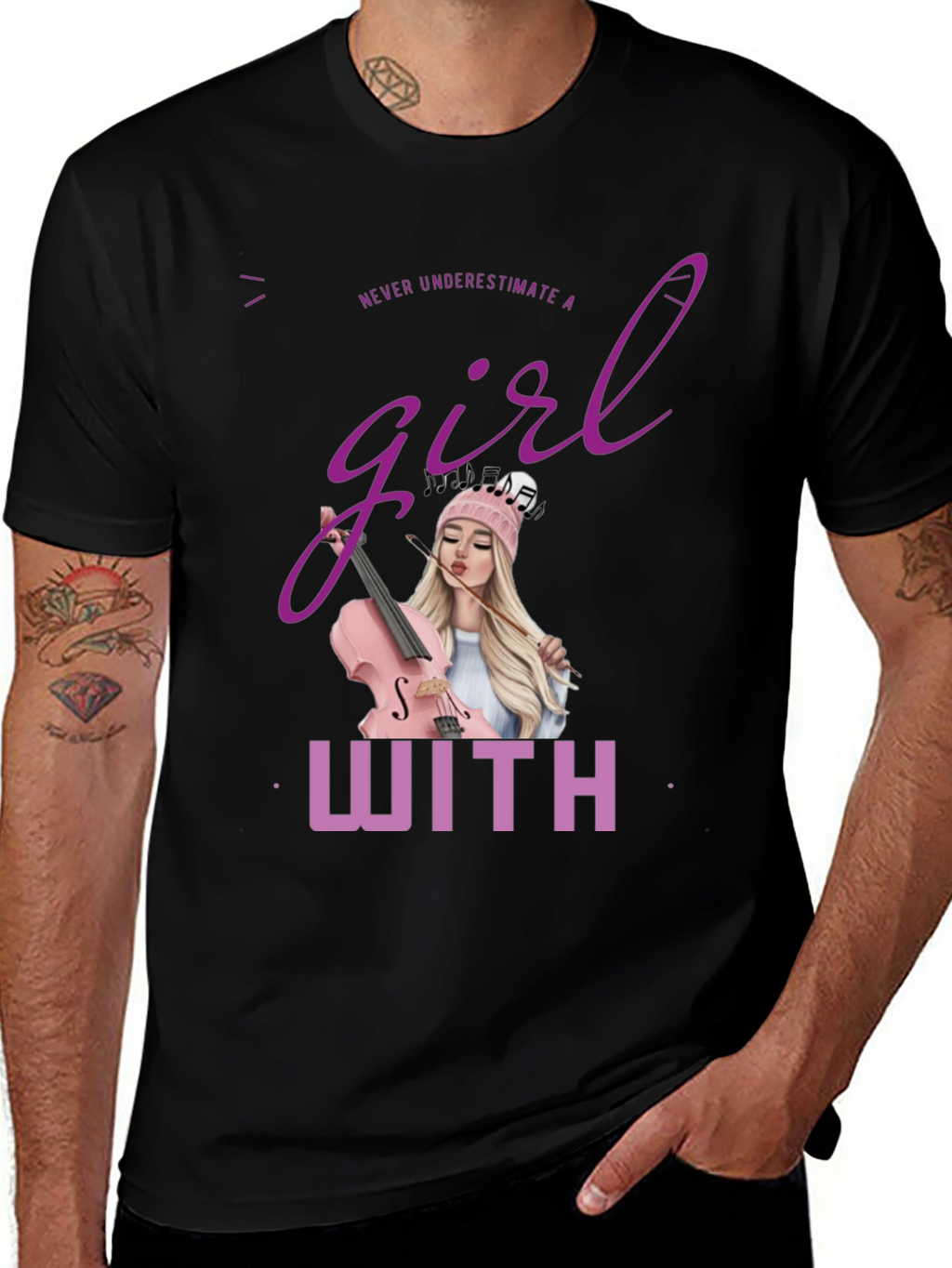 Girl with Violin T-Shirt - Music Lover Tee