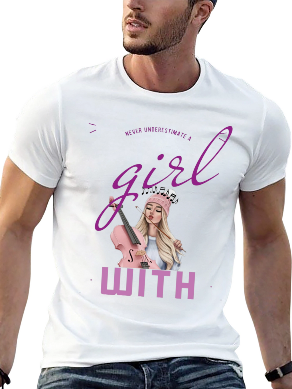 Girl with Violin T-Shirt - Music Lover Tee