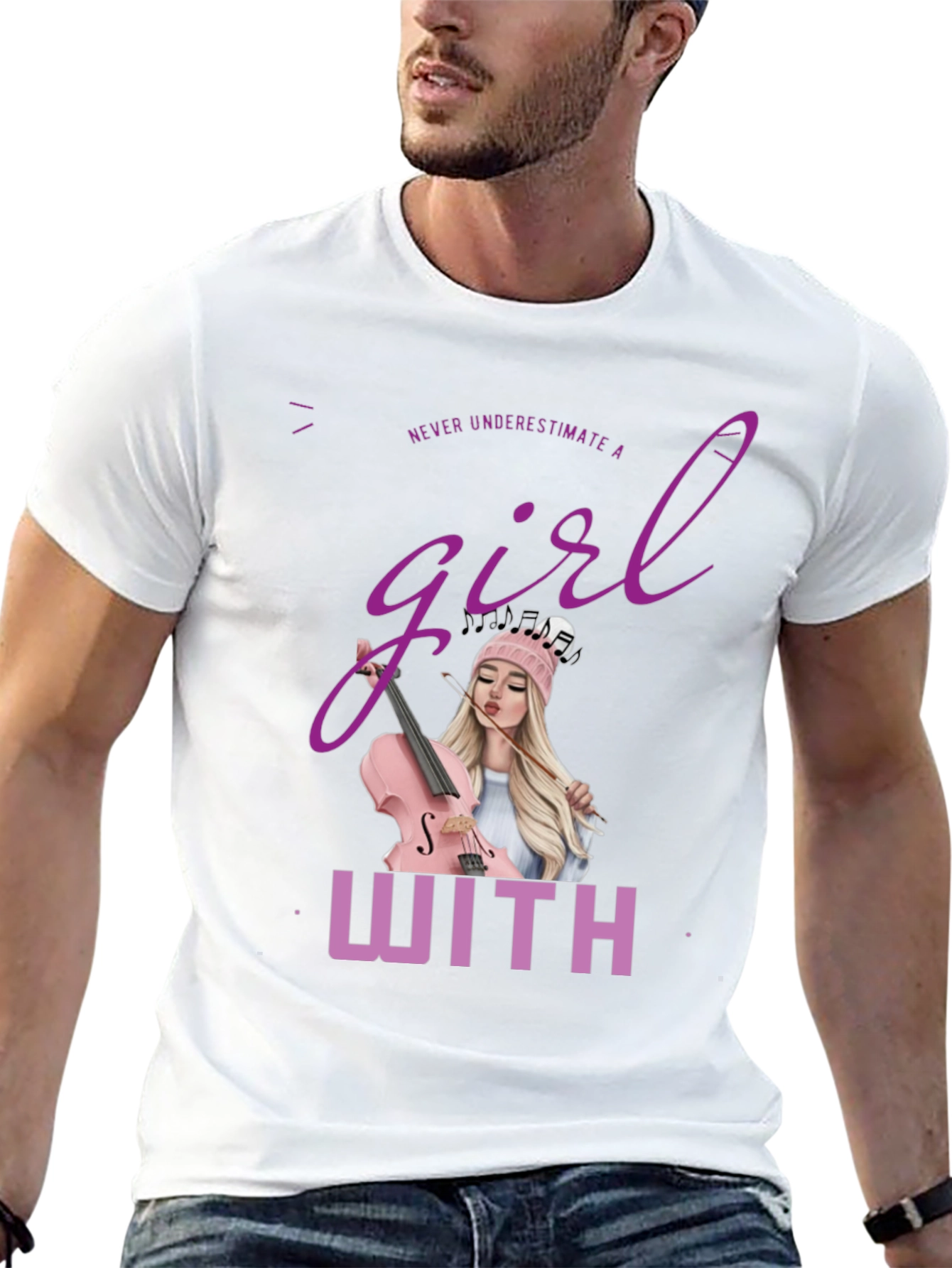 Girl with Violin T-Shirt - Music Lover Tee