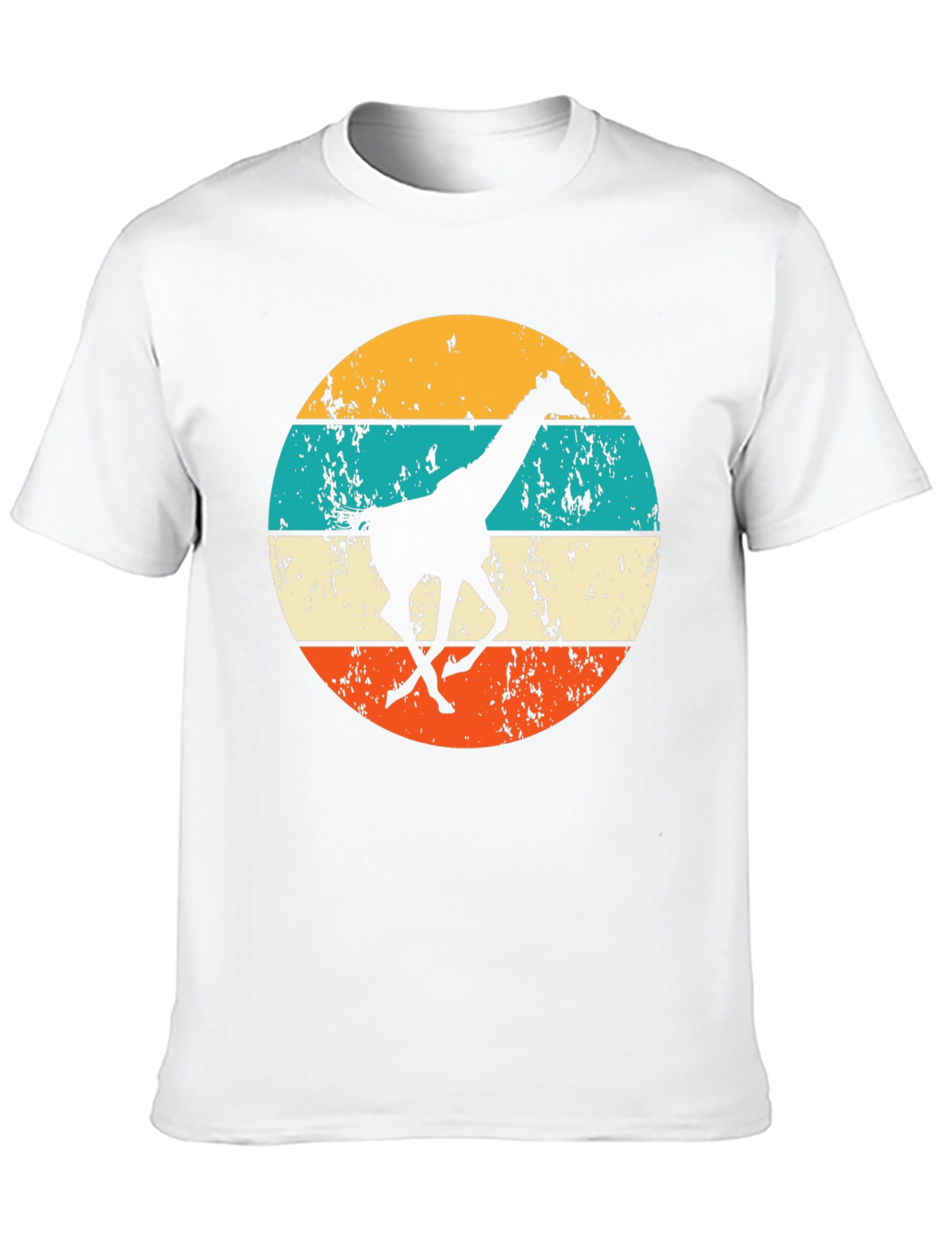 Retro Giraffe T-Shirt - Mens Black Crew Neck