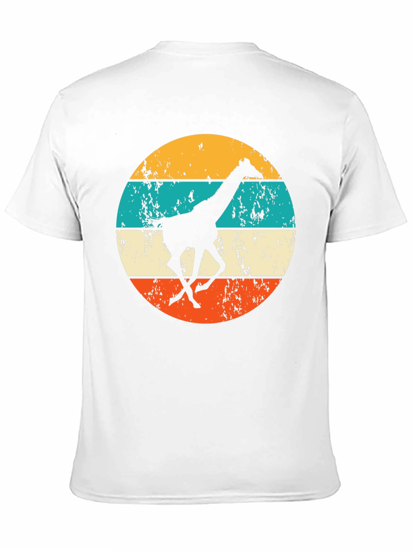 Retro Giraffe T-Shirt - Mens Black Crew Neck