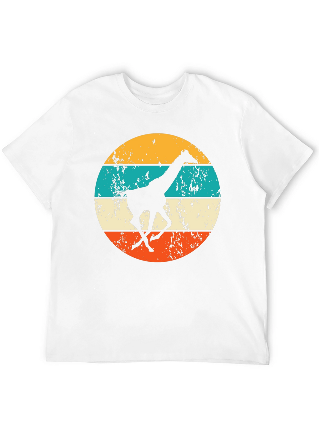 Retro Giraffe T-Shirt - Mens Black Crew Neck