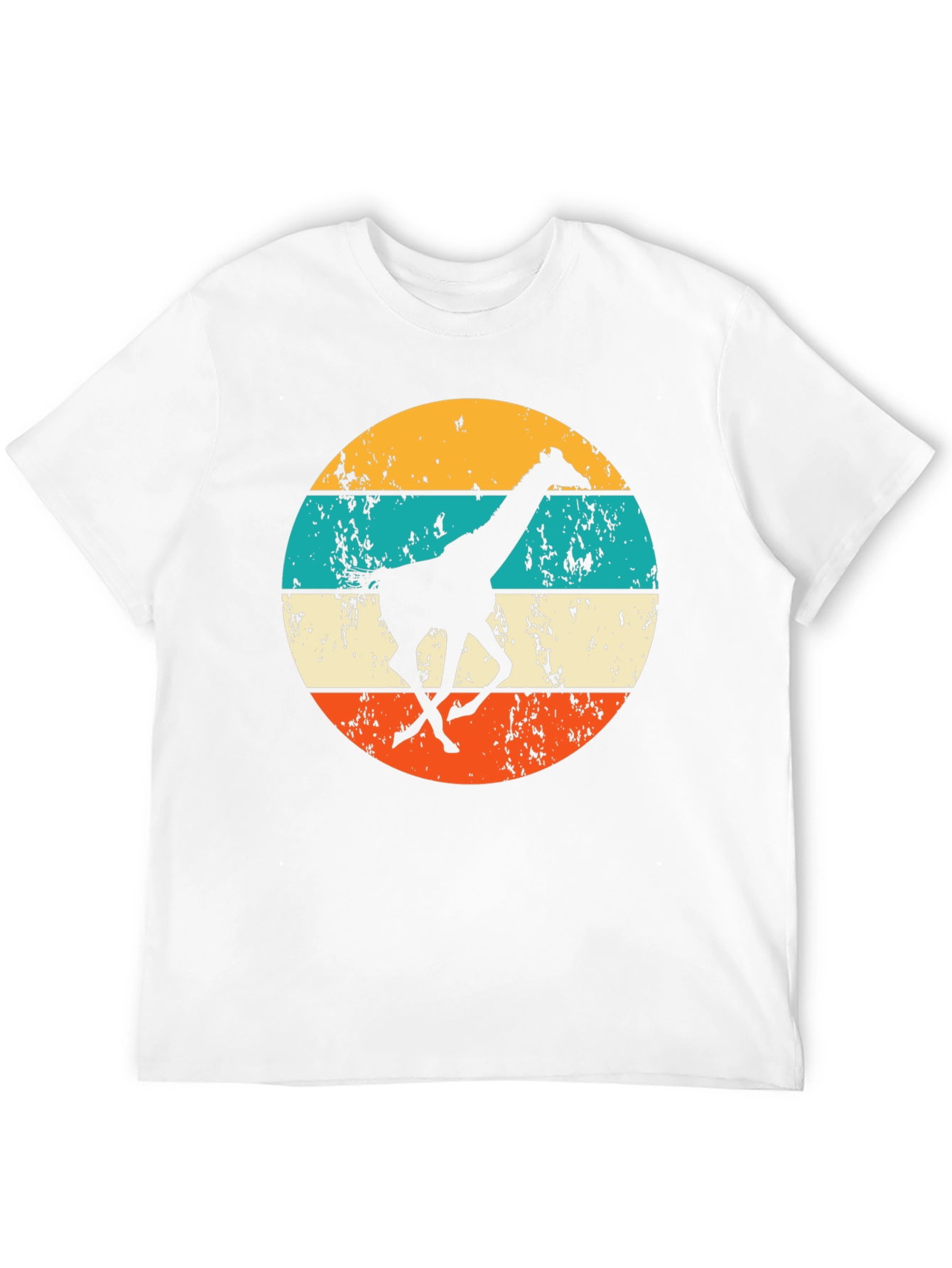 Retro Giraffe T-Shirt - Mens Black Crew Neck