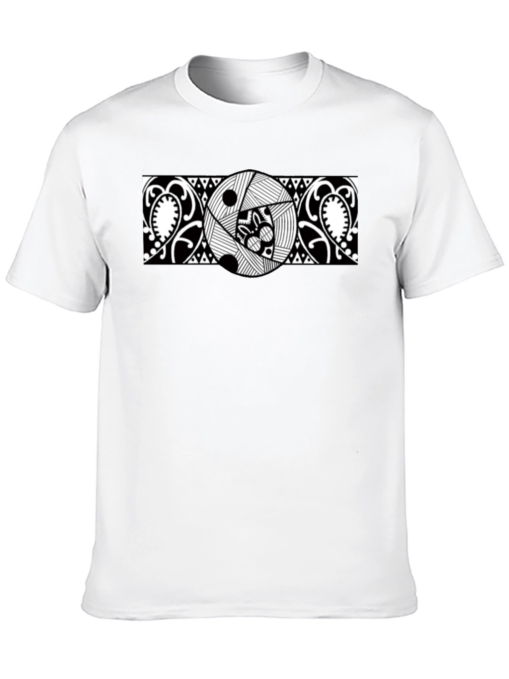Abstract Graphic Tee - Black Cotton Casual Shirt