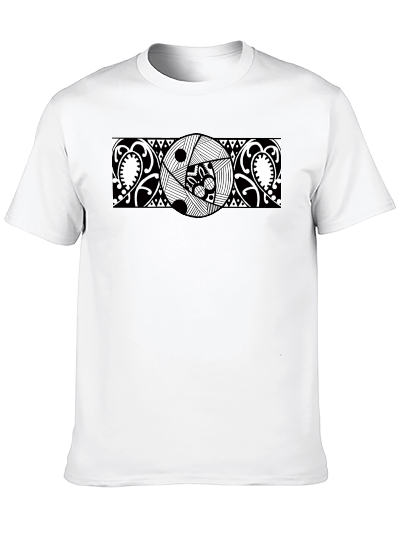Abstract Graphic Tee - Black Cotton Casual Shirt