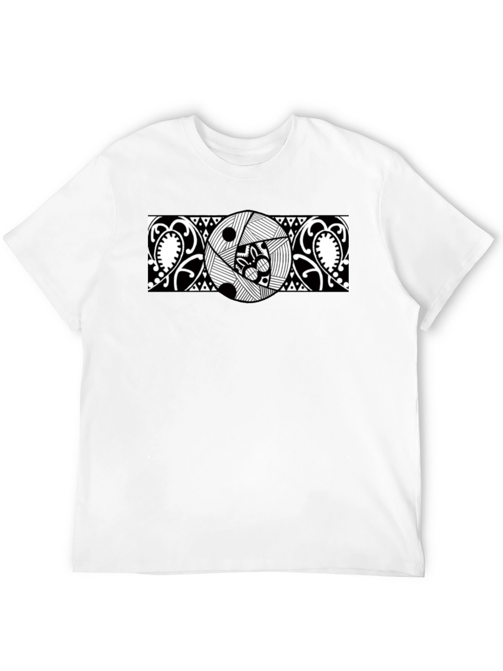 Abstract Graphic Tee - Black Cotton Casual Shirt