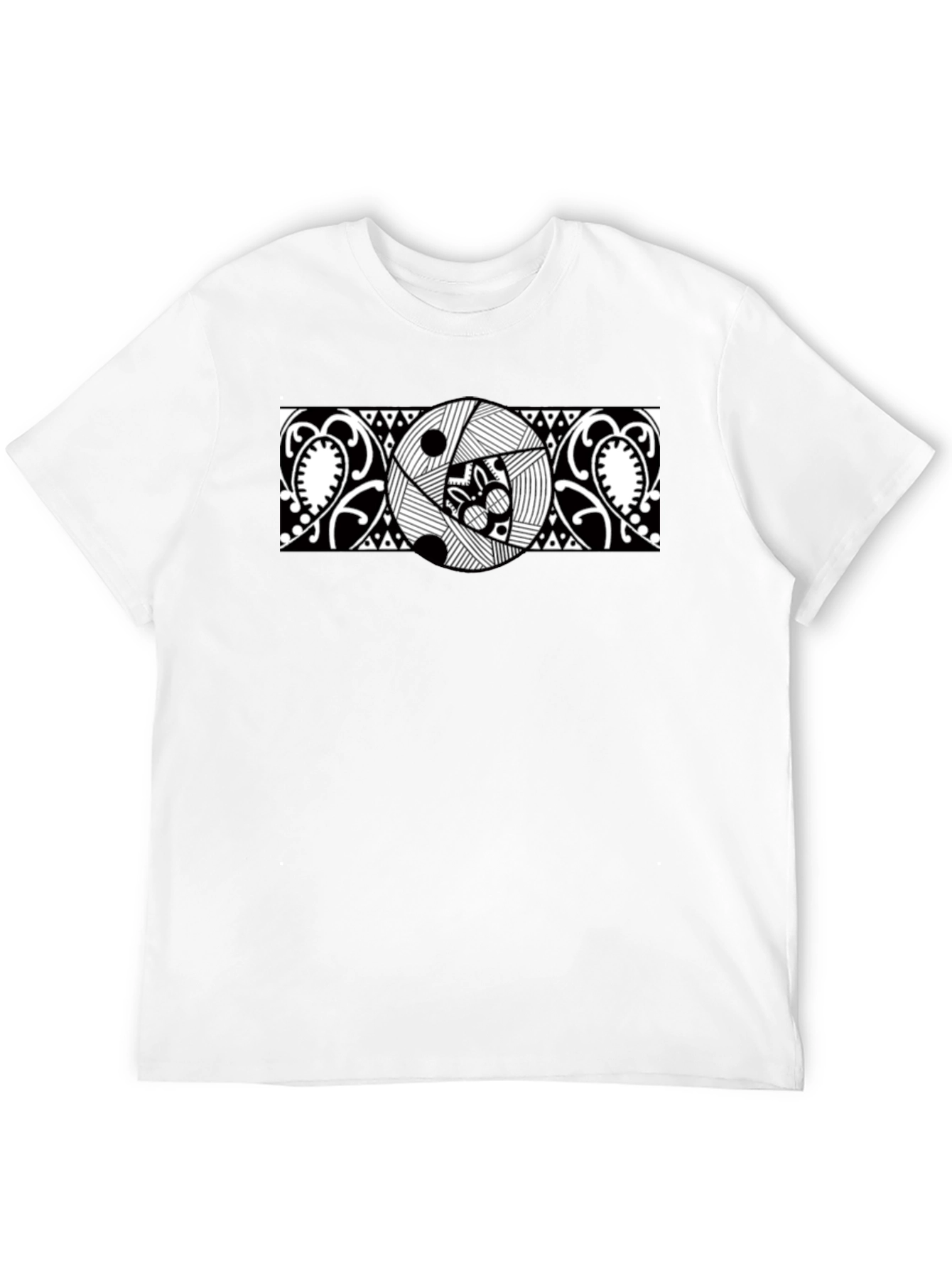 Abstract Graphic Tee - Black Cotton Casual Shirt