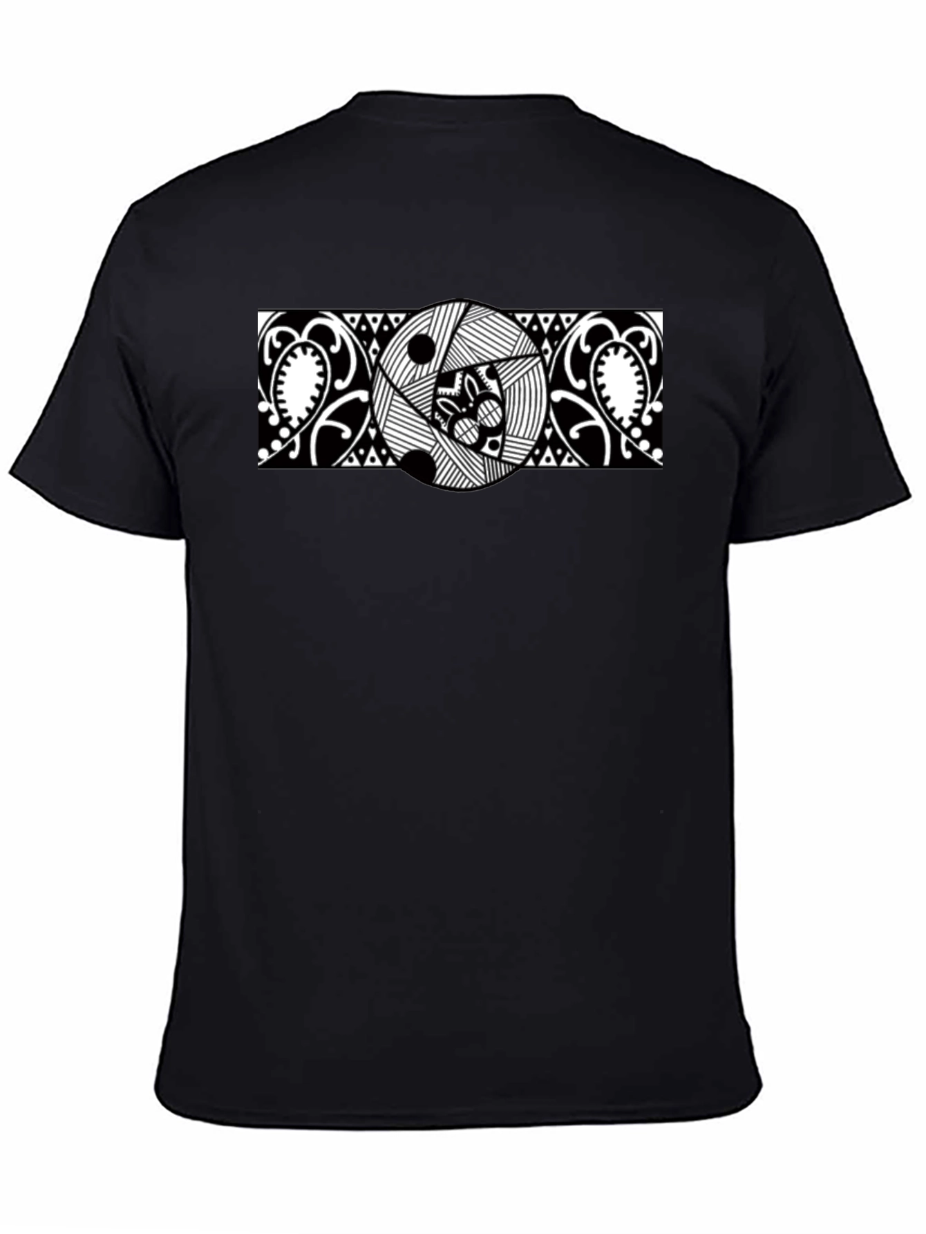 Abstract Graphic Tee - Black Cotton Casual Shirt