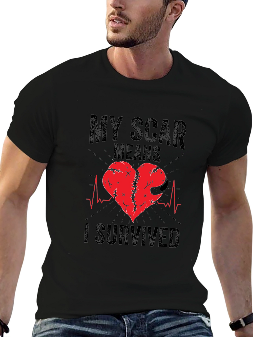 My Scar Means I Survived T-Shirt Heart