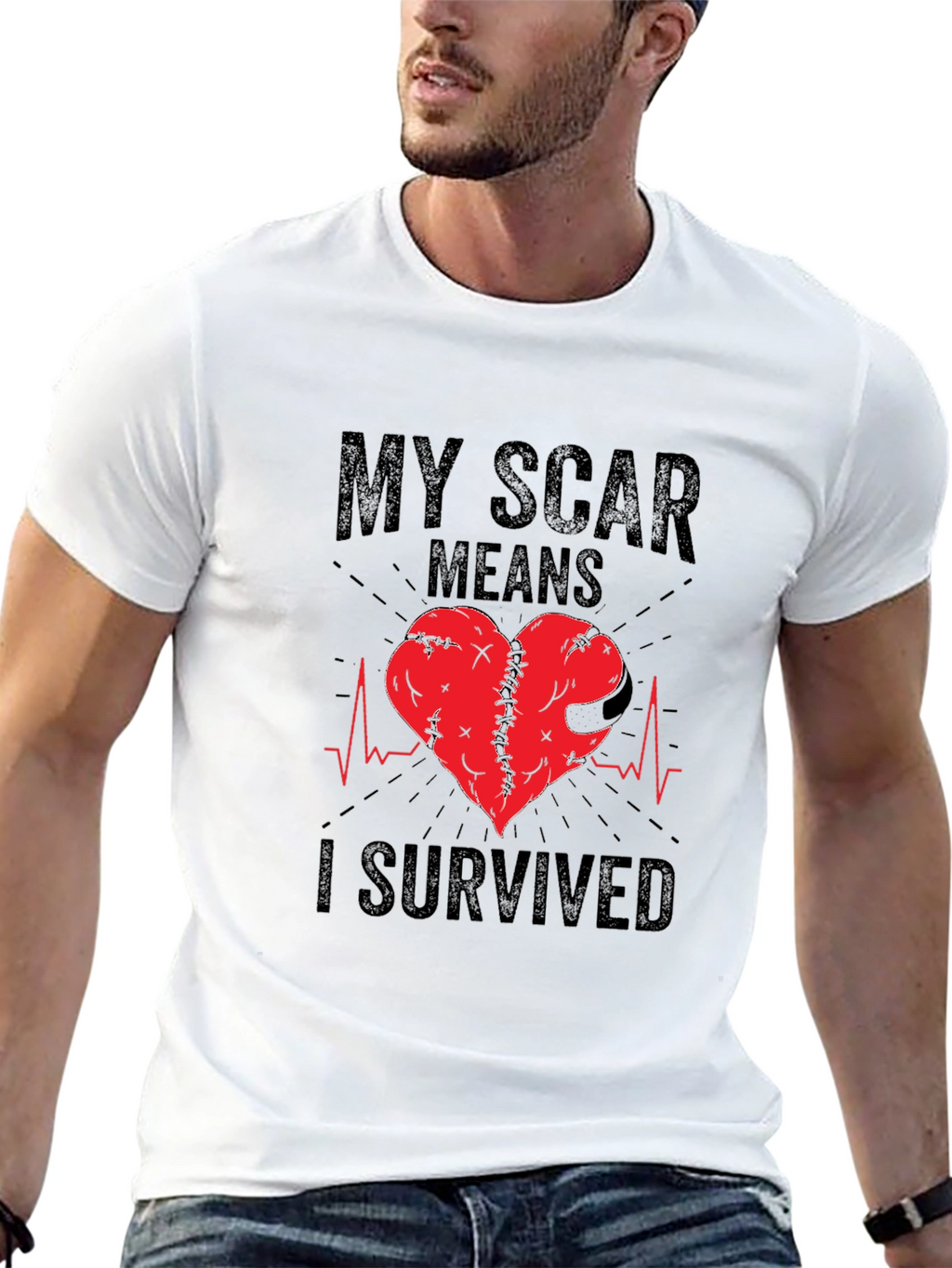 My Scar Means I Survived T-Shirt Heart