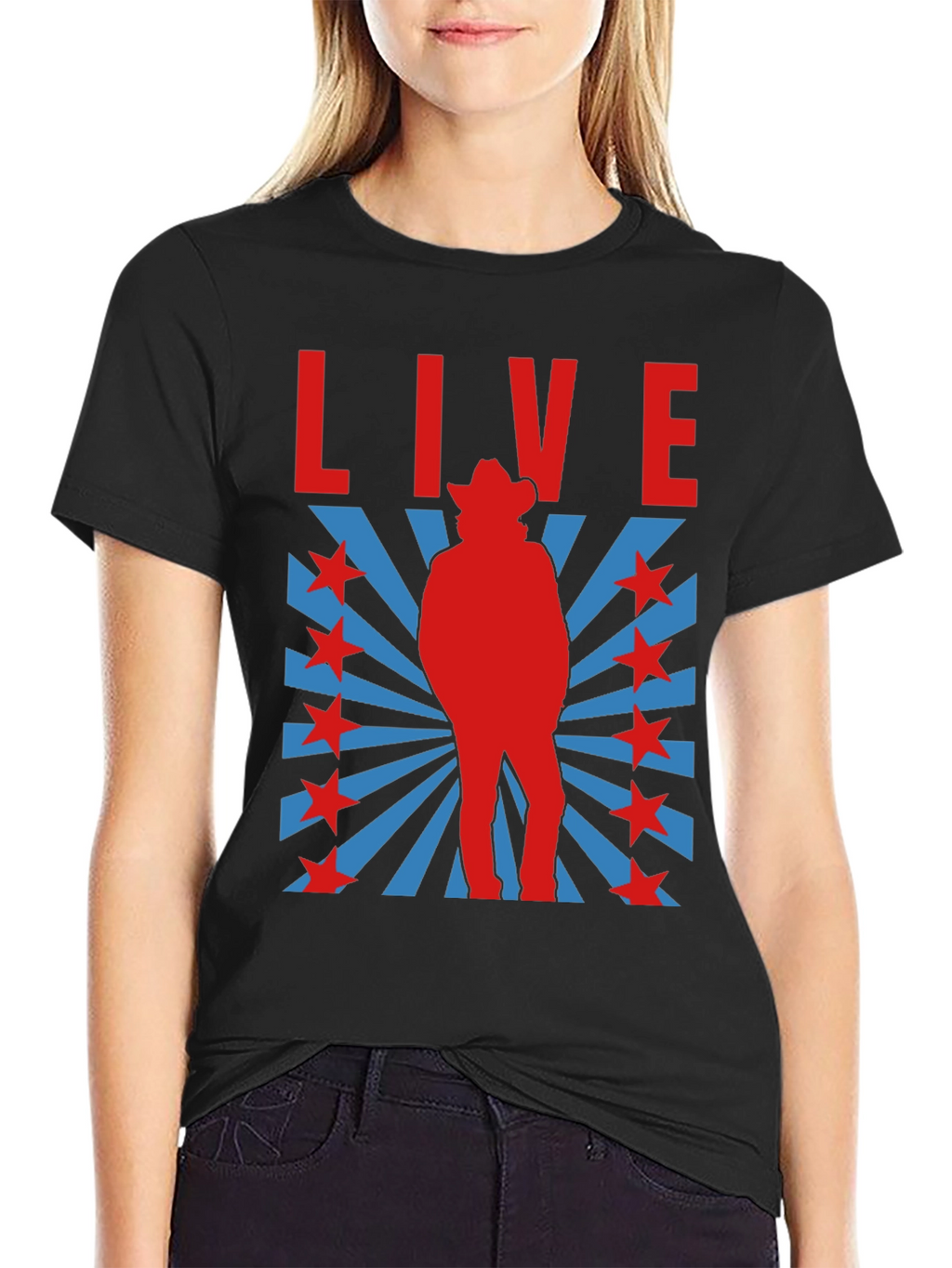 Retro Cowboy Graphic T-Shirt - Black
