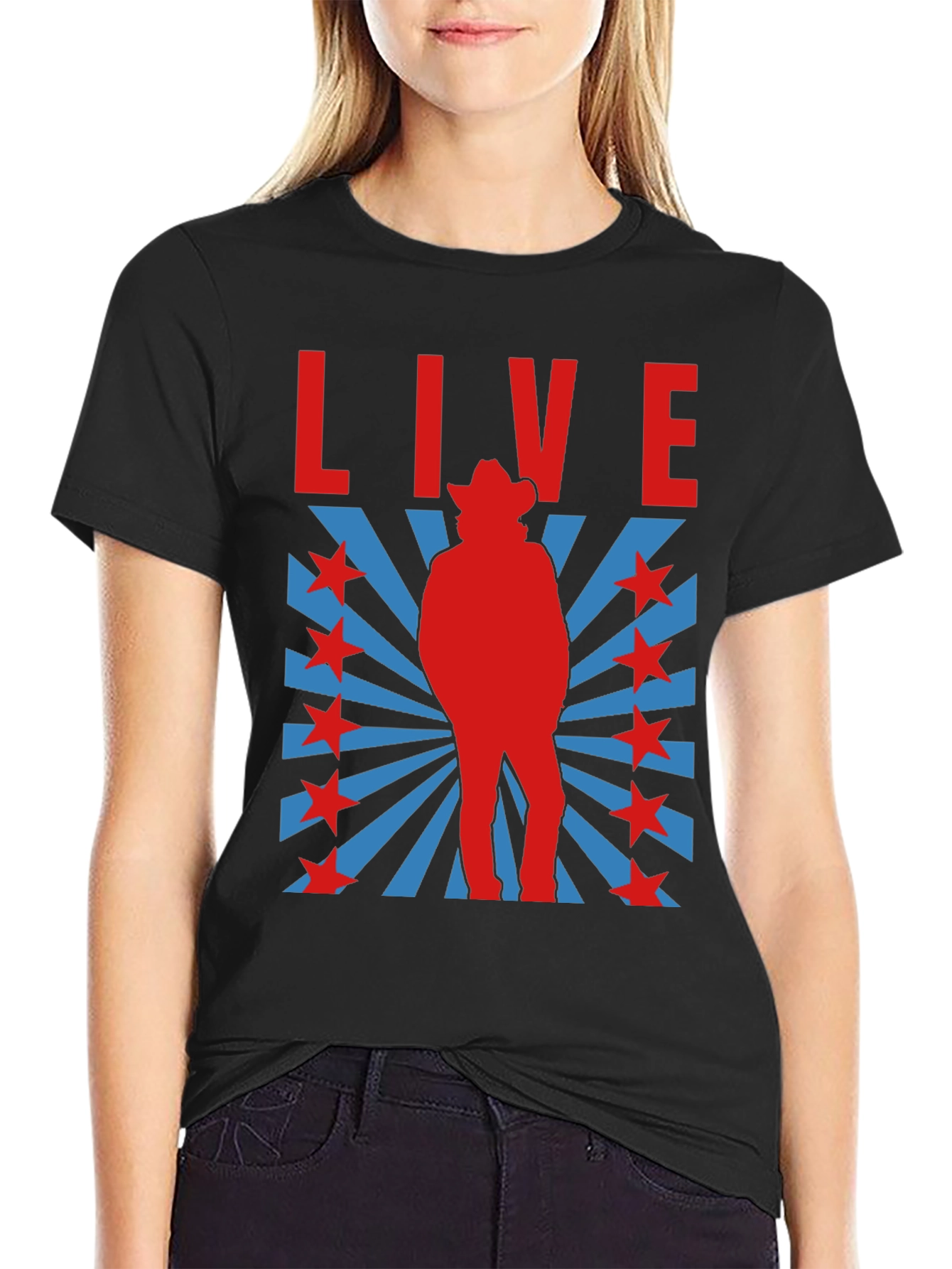 Retro Cowboy Graphic T-Shirt - Black