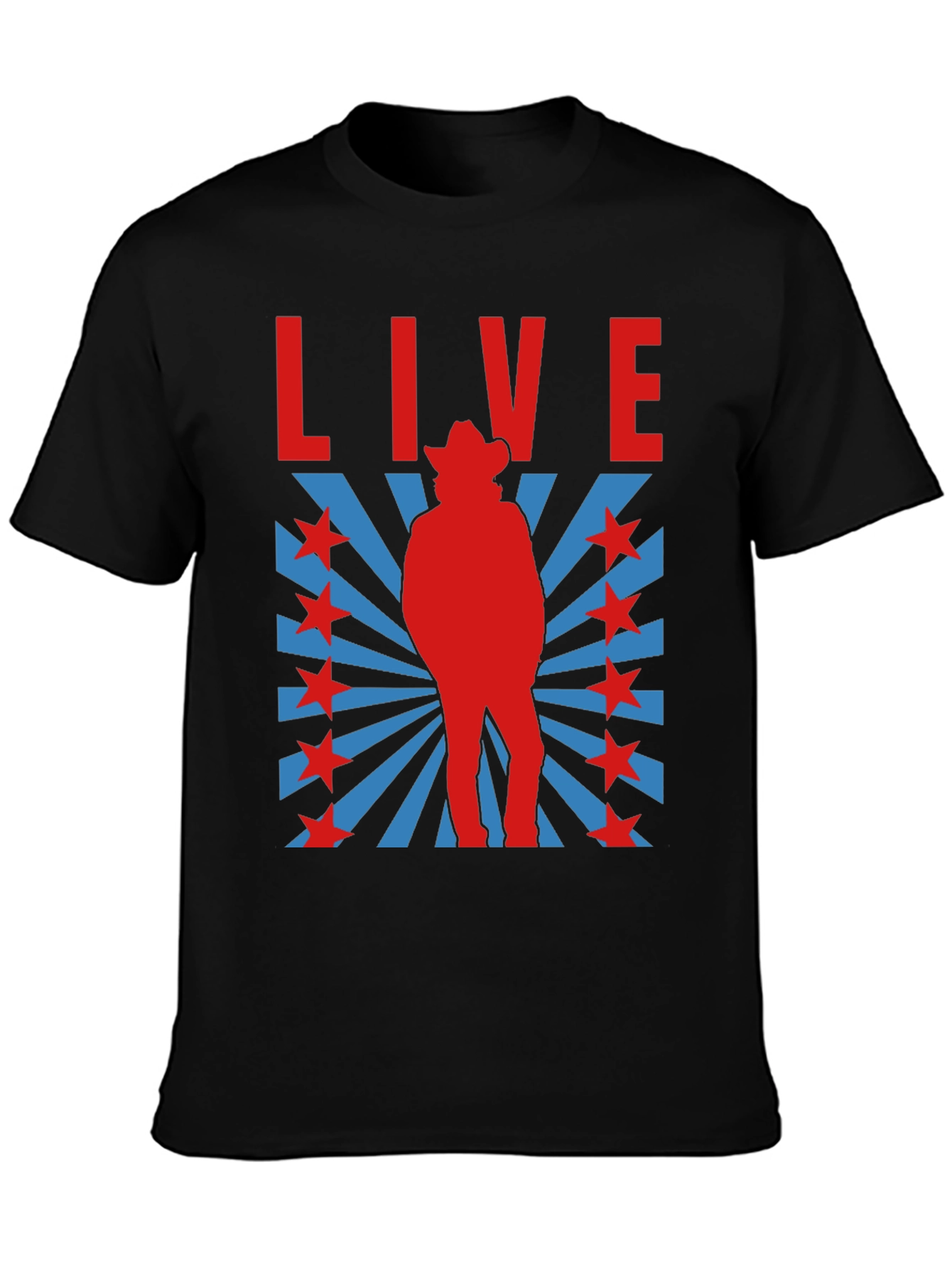 Retro Cowboy Graphic T-Shirt - Black