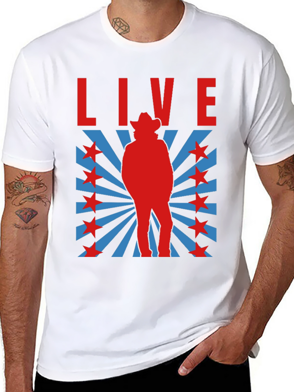 Retro Cowboy Graphic T-Shirt - Black