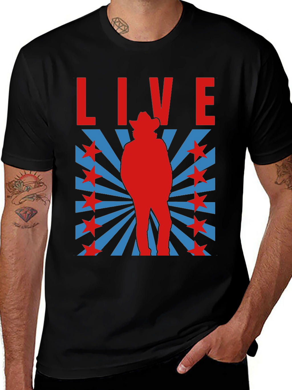 Retro Cowboy Graphic T-Shirt - Black